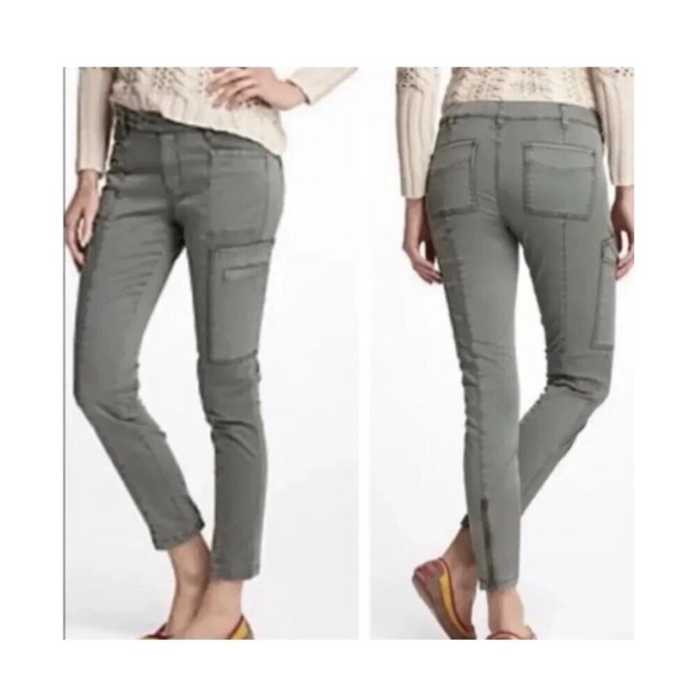 ANTHROPOLOGIE Size 30 Daughters Of The Liberation Pants Pockets Ankle Zip Green